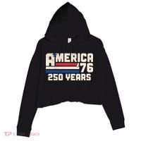 America Retro 250 Years 250th Anniversary USA 1776 Crop Fleece Hoodie thumb 0