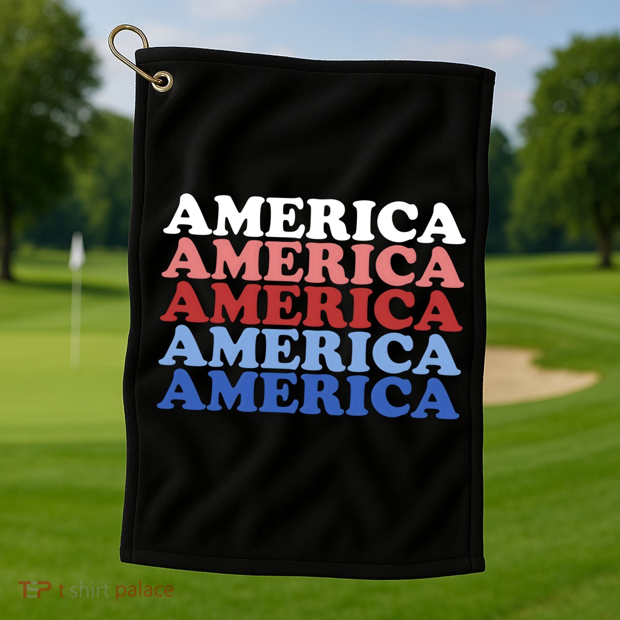America Retro 4th Of July Golf Towel