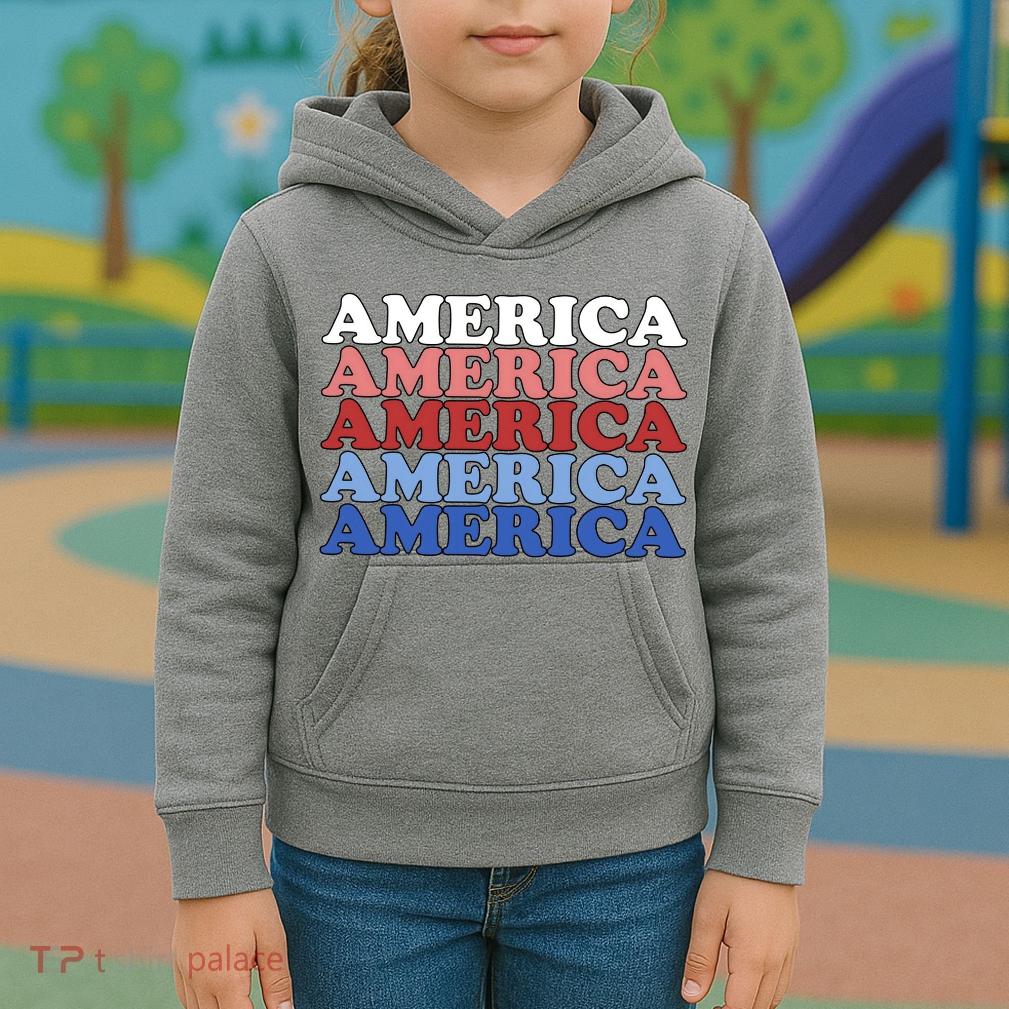 America Retro 4th Of July Kids Hoodie