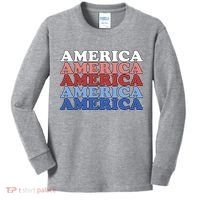 America Retro 4th Of July Kids Long Sleeve Shirt thumb 0