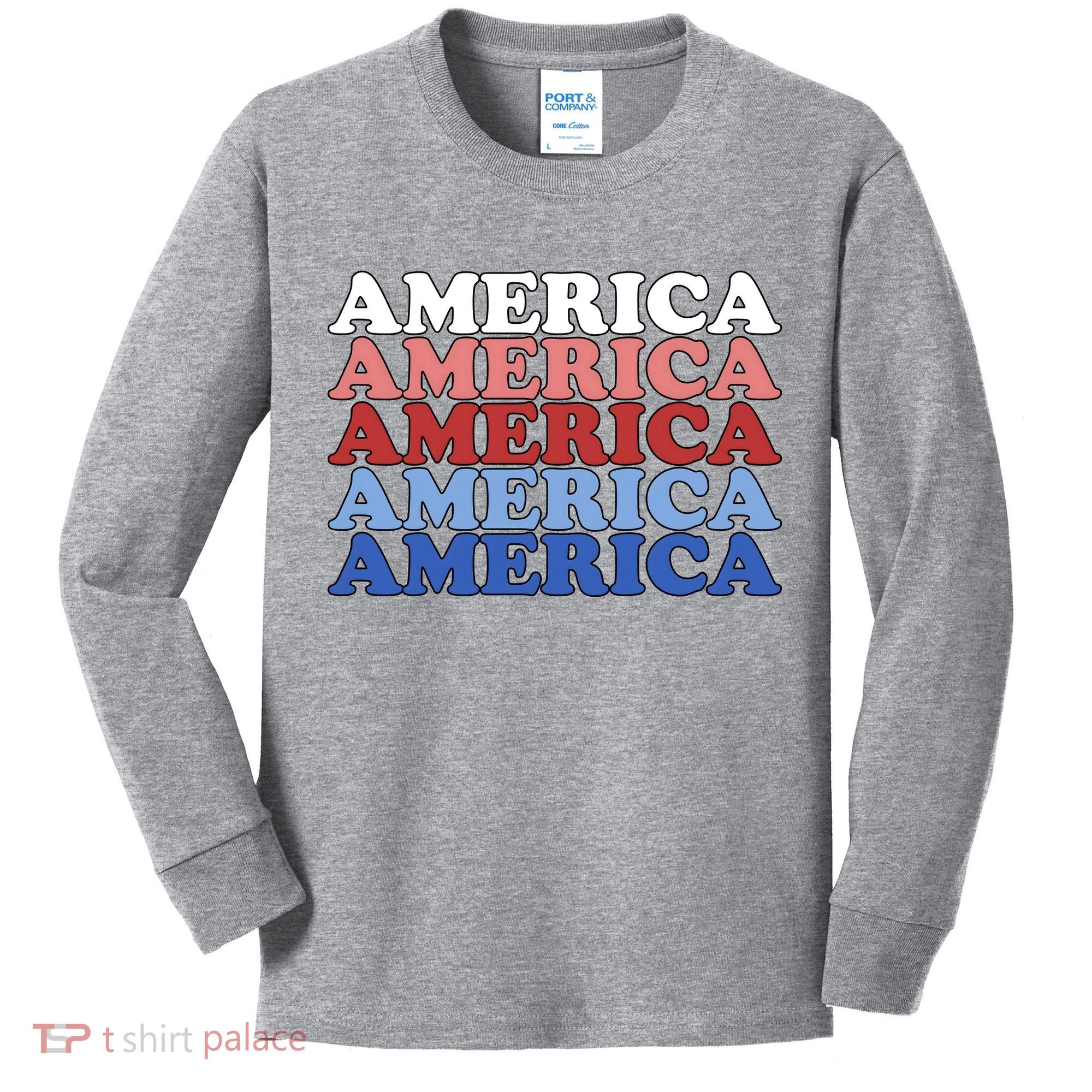 America Retro 4th Of July Kids Long Sleeve Shirt