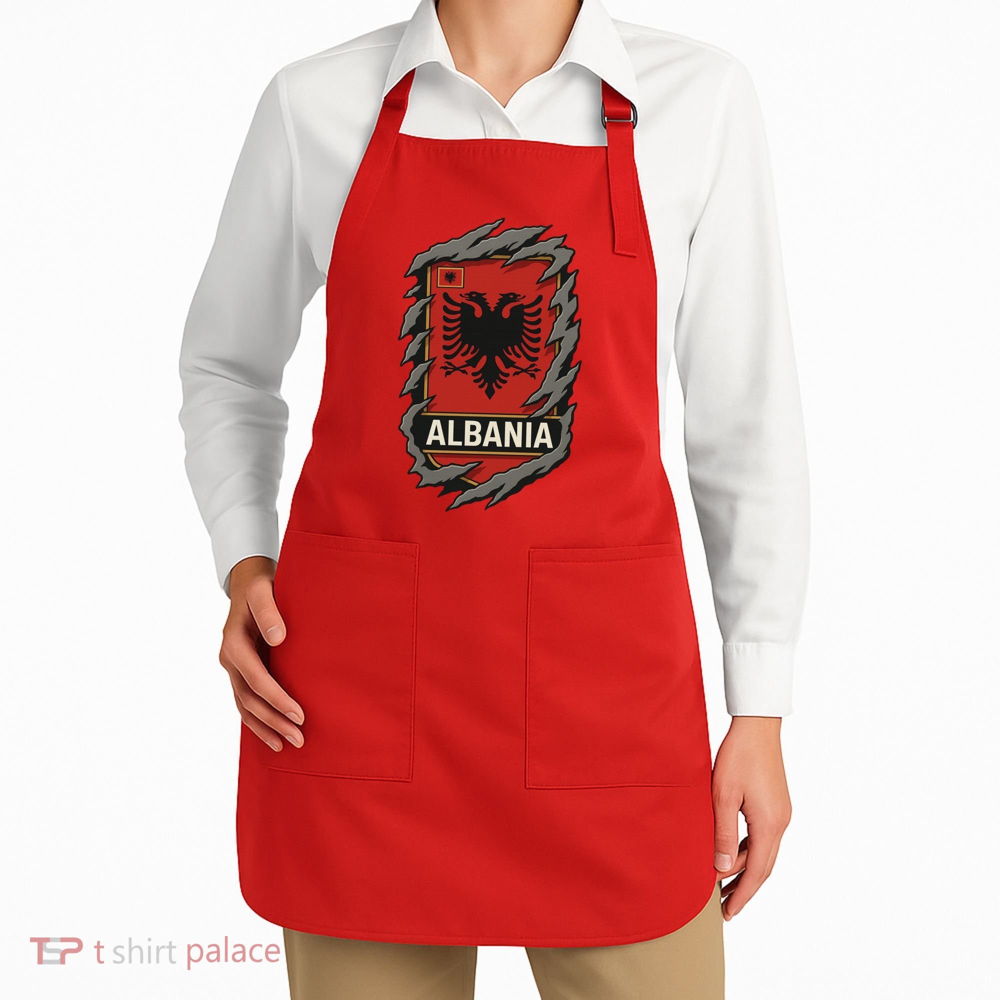 Albania Ripped Away  Apron