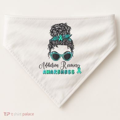 Addiction Recovery Awareness Month Sobriety Support USA-Made Doggie Bandana