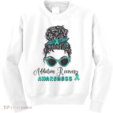 Addiction Recovery Awareness Month Sobriety Support Kids Sweatshirt
