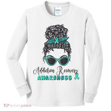 Addiction Recovery Awareness Month Sobriety Support Kids Long Sleeve Shirt