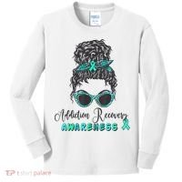 Addiction Recovery Awareness Month Sobriety Support Kids Long Sleeve Shirt thumb 0