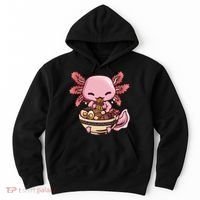 Axolotl Ramen Anime Kawaii Eating Teens Hoodie thumb 0