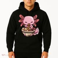 Axolotl Ramen Anime Kawaii Eating Teens Hoodie thumb 2