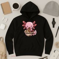 Axolotl Ramen Anime Kawaii Eating Teens Hoodie thumb 3
