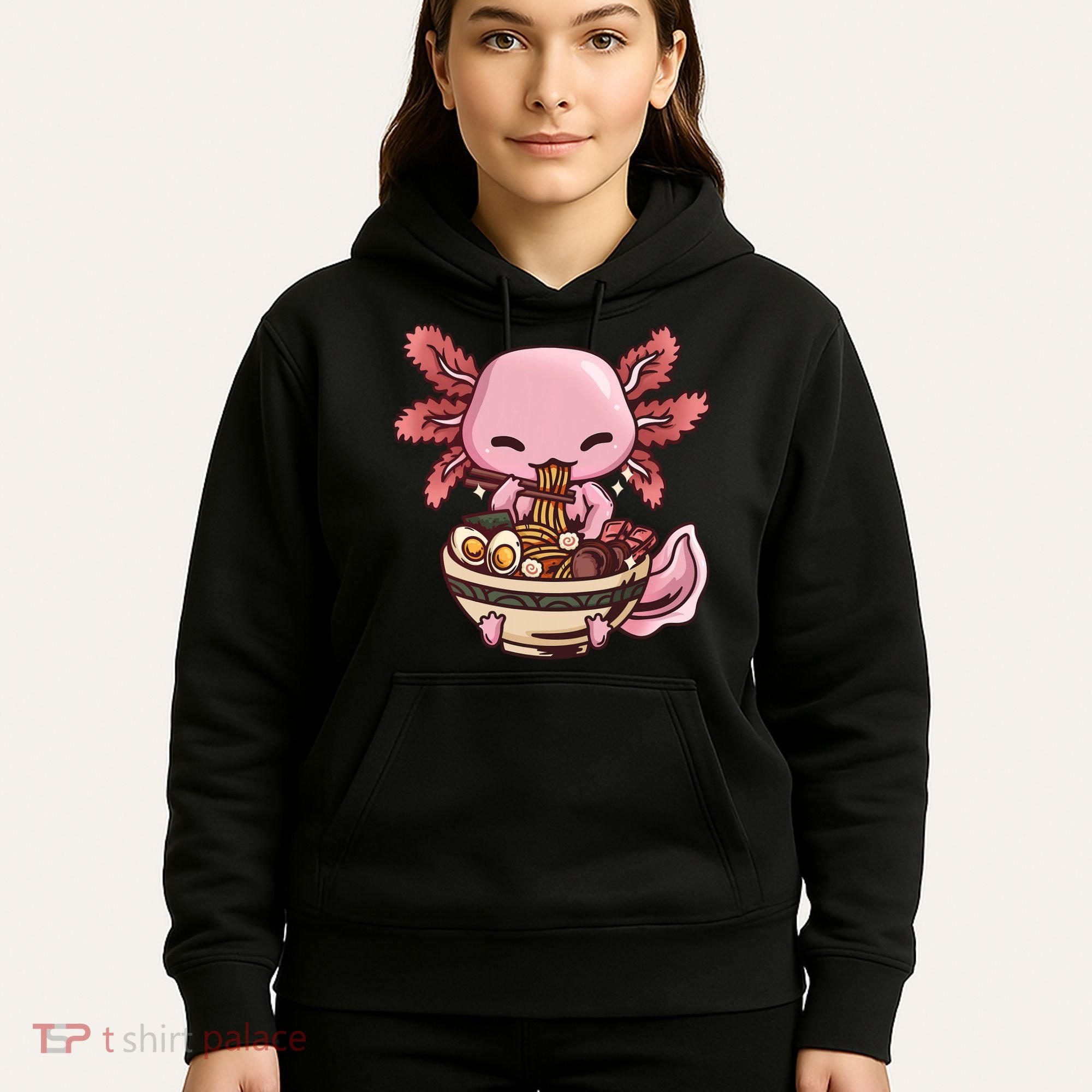 Axolotl Ramen Anime Kawaii Eating Teens Hoodie