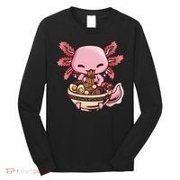 Axolotl Ramen Anime Kawaii Eating Teens Long Sleeve Shirt thumb 0