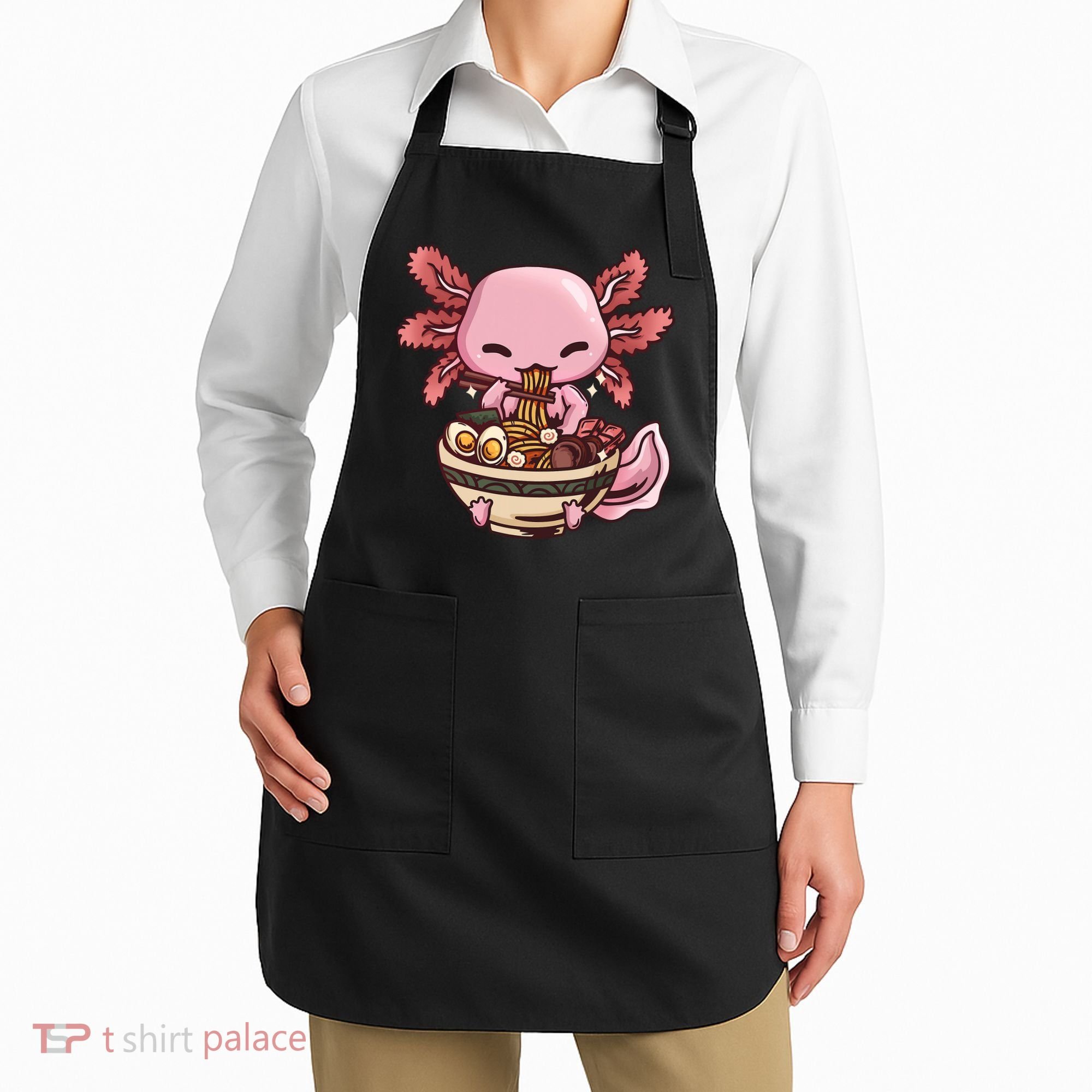 Axolotl Ramen Anime Kawaii Eating Teens Apron