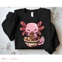 Axolotl Ramen Anime Kawaii Eating Teens Sweatshirt thumb 2