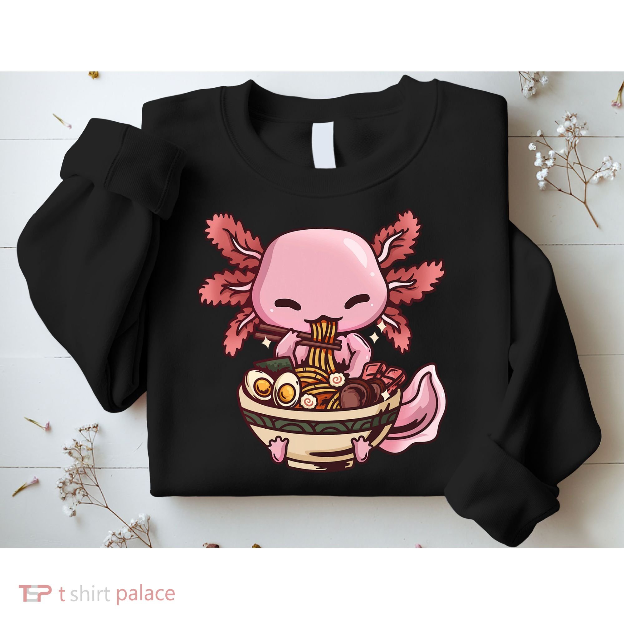 Axolotl Ramen Anime Kawaii Eating Teens Sweatshirt