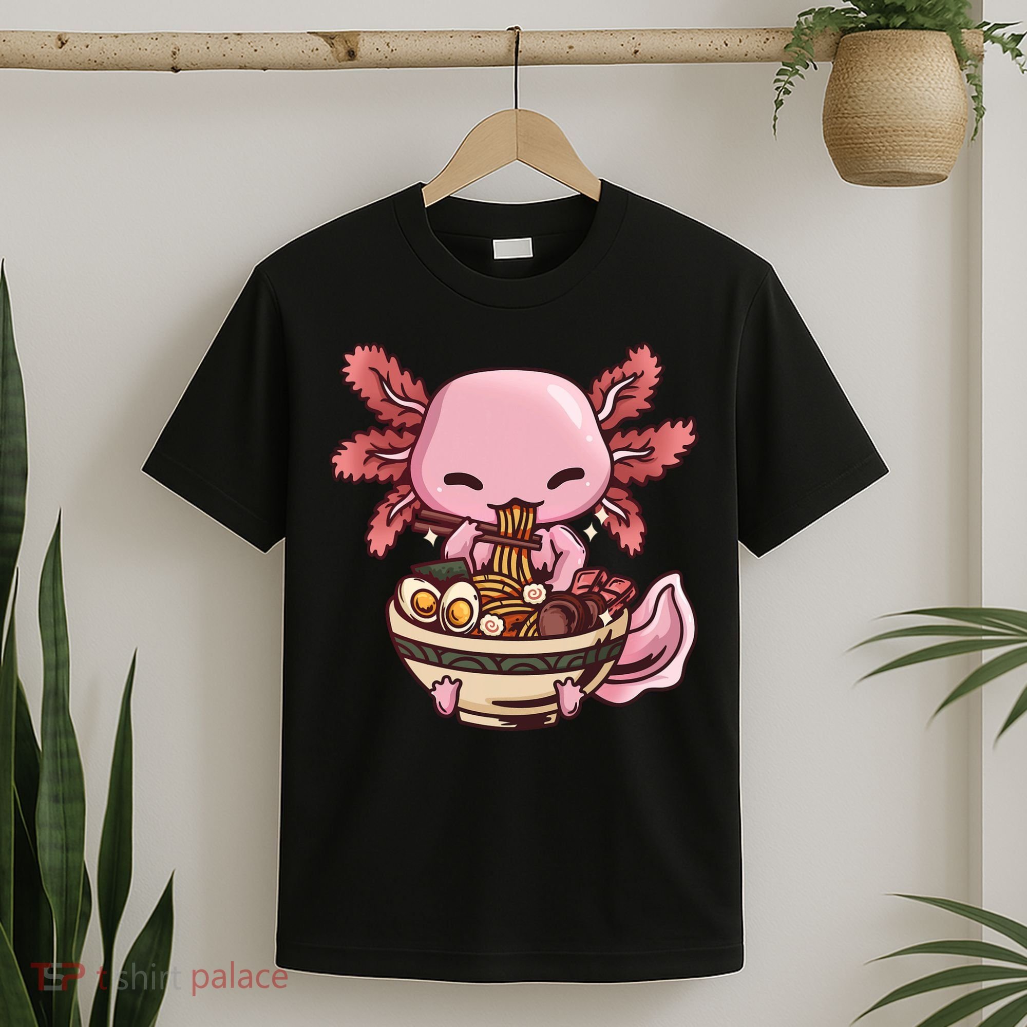 Axolotl Ramen Anime Kawaii Eating Teens T-Shirt