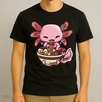 Axolotl Ramen Anime Kawaii Eating Teens T-Shirt thumb 3