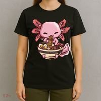 Axolotl Ramen Anime Kawaii Eating Teens T-Shirt thumb 4