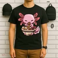 Axolotl Ramen Anime Kawaii Eating Teens T-Shirt thumb 6