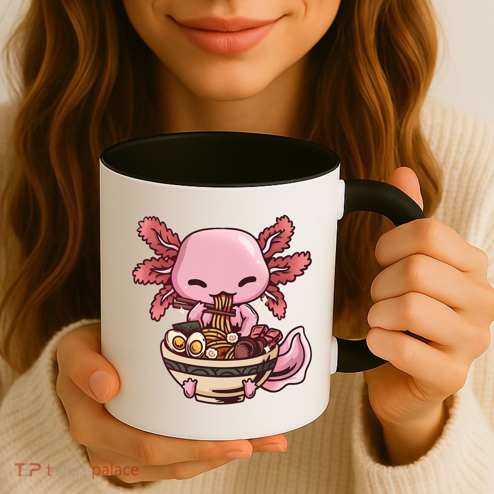 Axolotl Ramen Anime Kawaii Eating Teens Coffee Mug