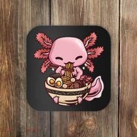 Axolotl Ramen Anime Kawaii Eating Teens Coaster thumb 0