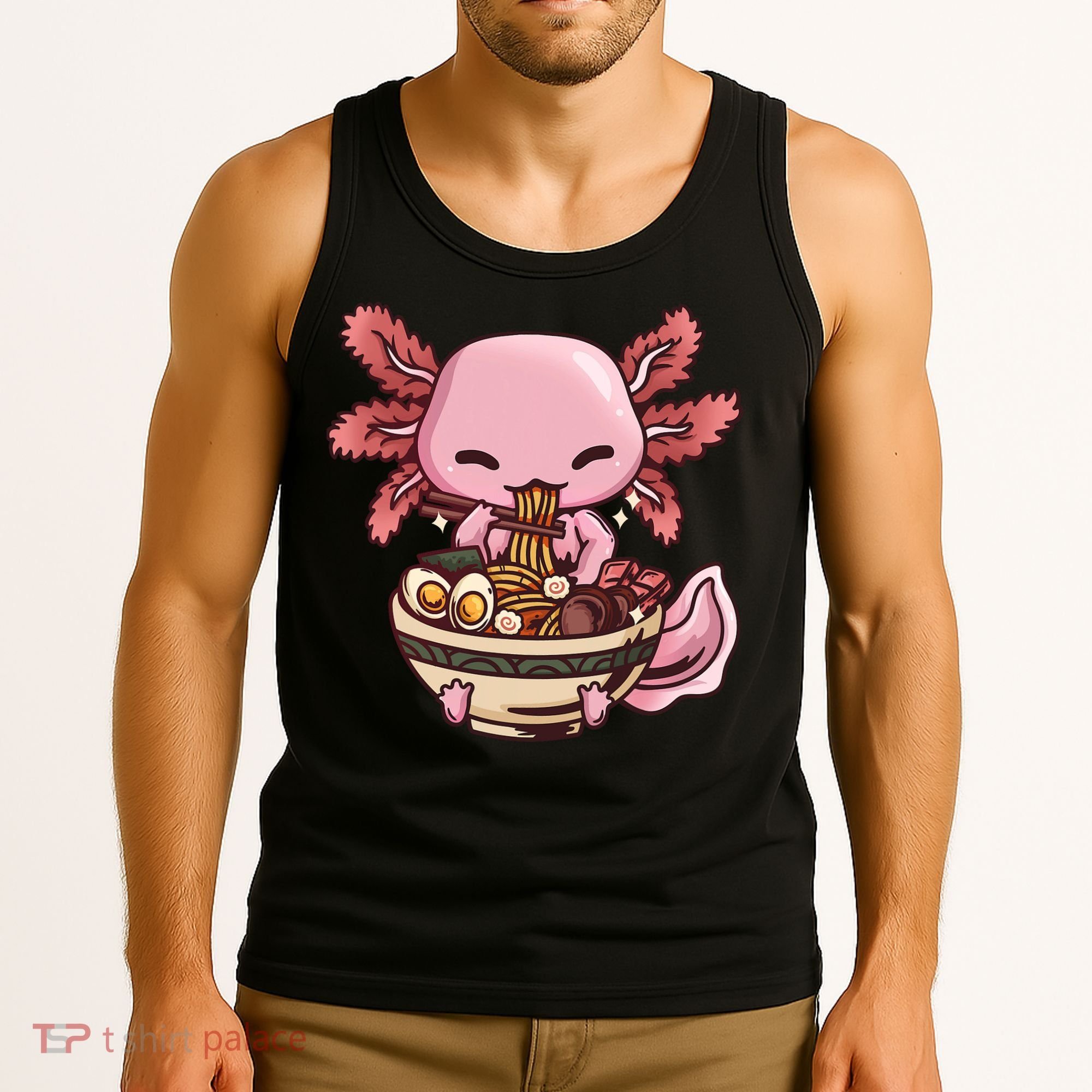 Axolotl Ramen Anime Kawaii Eating Teens Tank Top