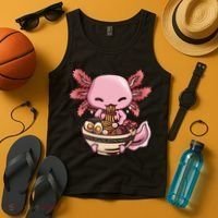 Axolotl Ramen Anime Kawaii Eating Teens Tank Top thumb 4