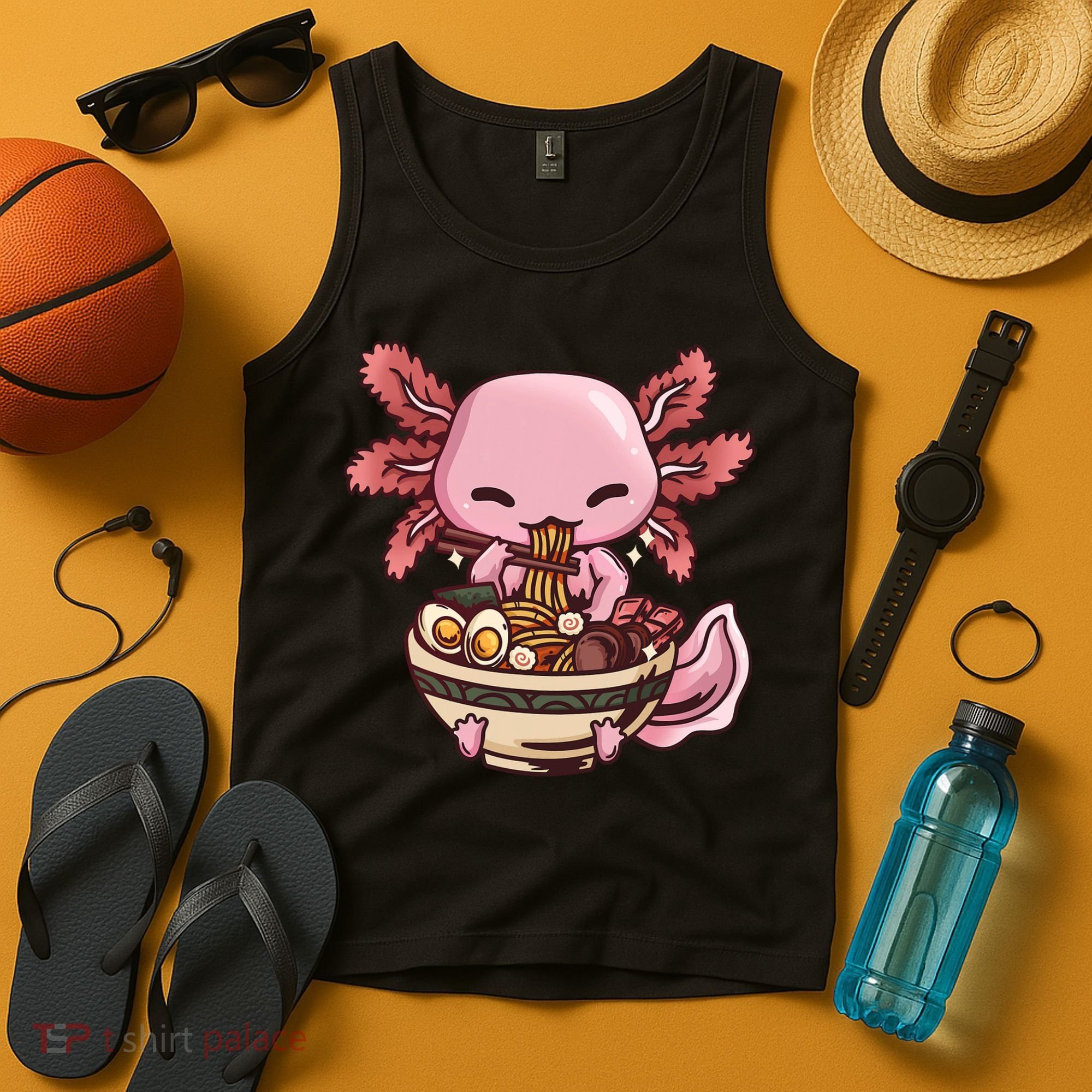 Axolotl Ramen Anime Kawaii Eating Teens Tank Top