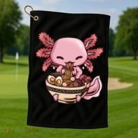 Axolotl Ramen Anime Kawaii Eating Teens Golf Towel thumb 1