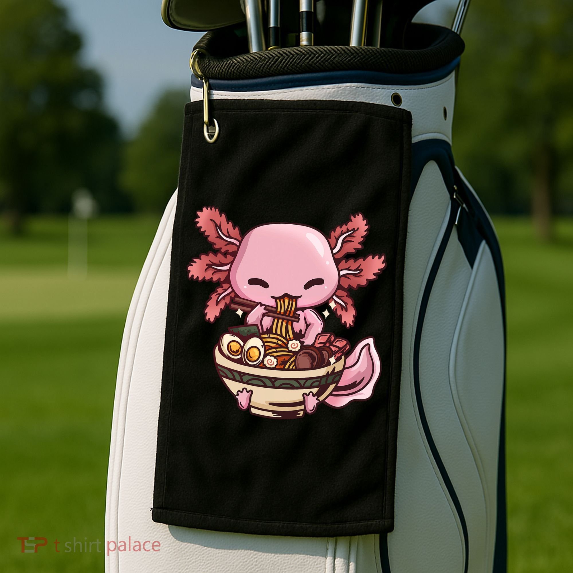 Axolotl Ramen Anime Kawaii Eating Teens Golf Towel