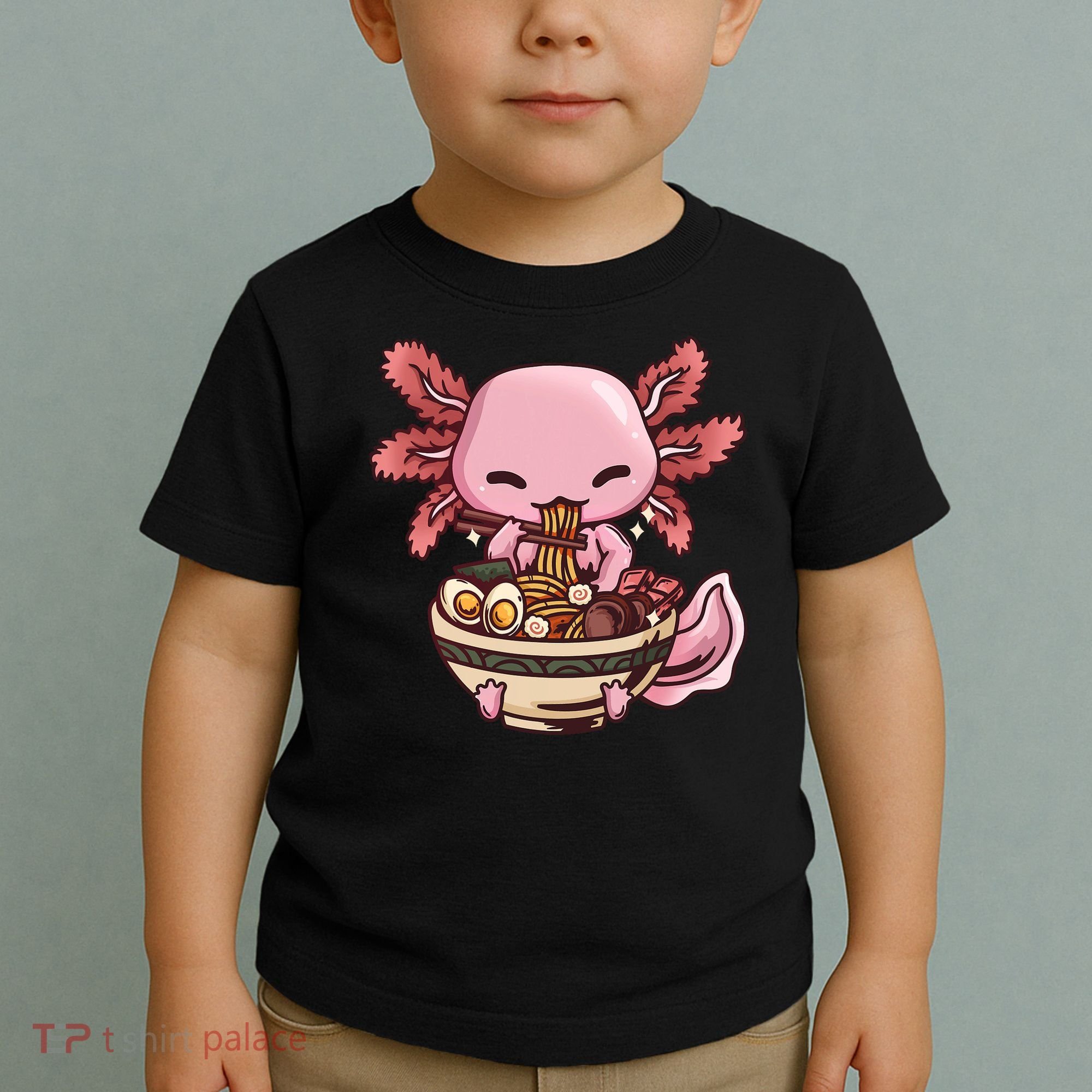 Axolotl Ramen Anime Kawaii Eating Teens Toddler T-Shirt