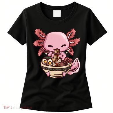 Axolotl Ramen Anime Kawaii Eating Teens Women's T-Shirt