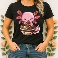 Axolotl Ramen Anime Kawaii Eating Teens Women's T-Shirt thumb 2