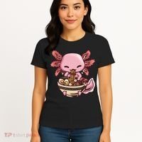 Axolotl Ramen Anime Kawaii Eating Teens Women's T-Shirt thumb 4