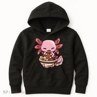 Axolotl Ramen Anime Kawaii Eating Teens Kids Hoodie thumb 0