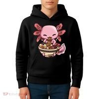 Axolotl Ramen Anime Kawaii Eating Teens Kids Hoodie thumb 4