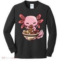 Axolotl Ramen Anime Kawaii Eating Teens Kids Long Sleeve Shirt thumb 0