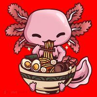 Axolotl Ramen Anime Kawaii Eating Teens Santa Hat thumb 1