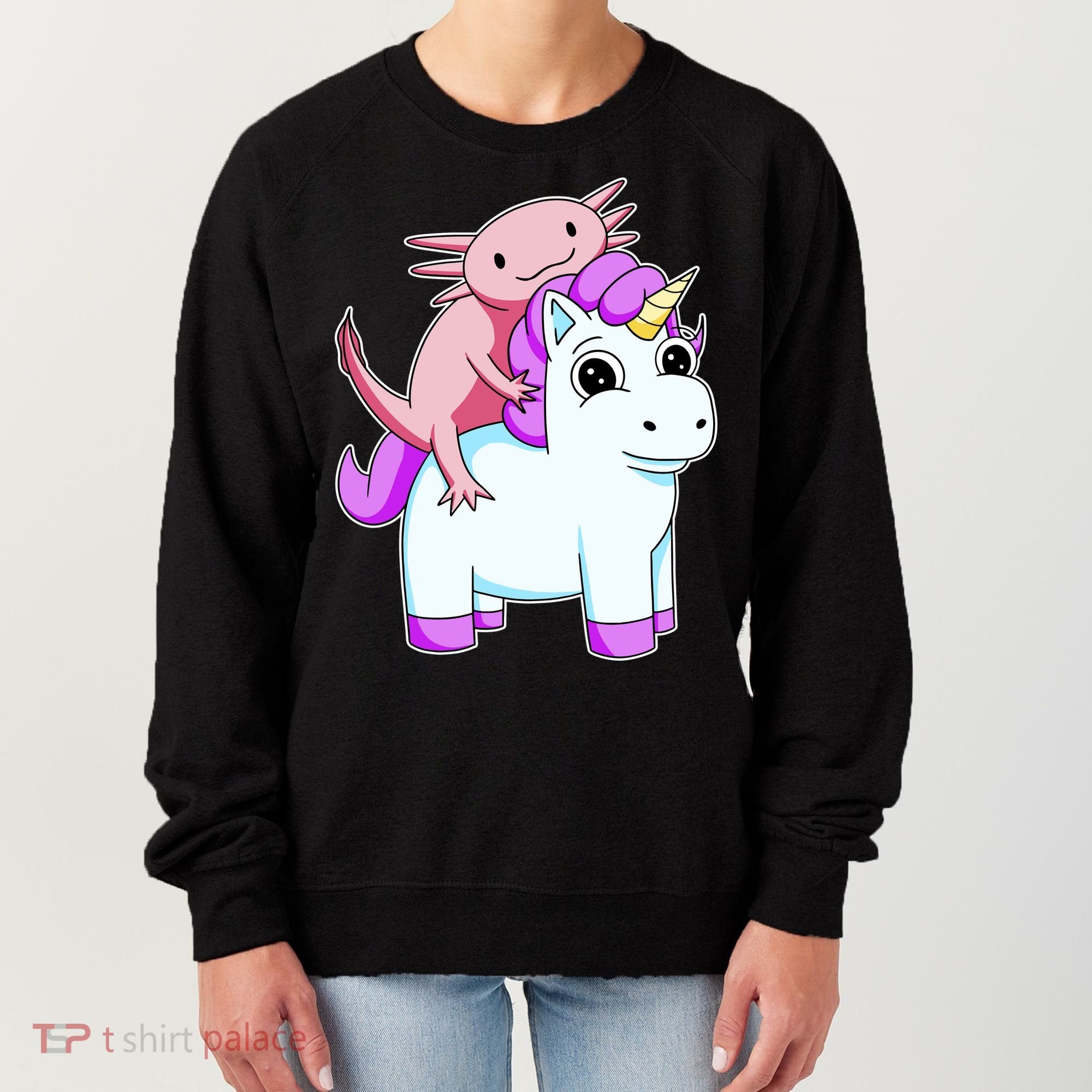 Axolotl Riding A Unicorn Funny Cute Women's Sweatshirt