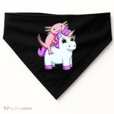 Axolotl Riding A Unicorn Funny Cute USA-Made Doggie Bandana