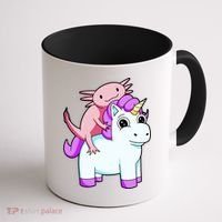 Axolotl Riding A Unicorn Funny Cute Coffee Mug thumb 1