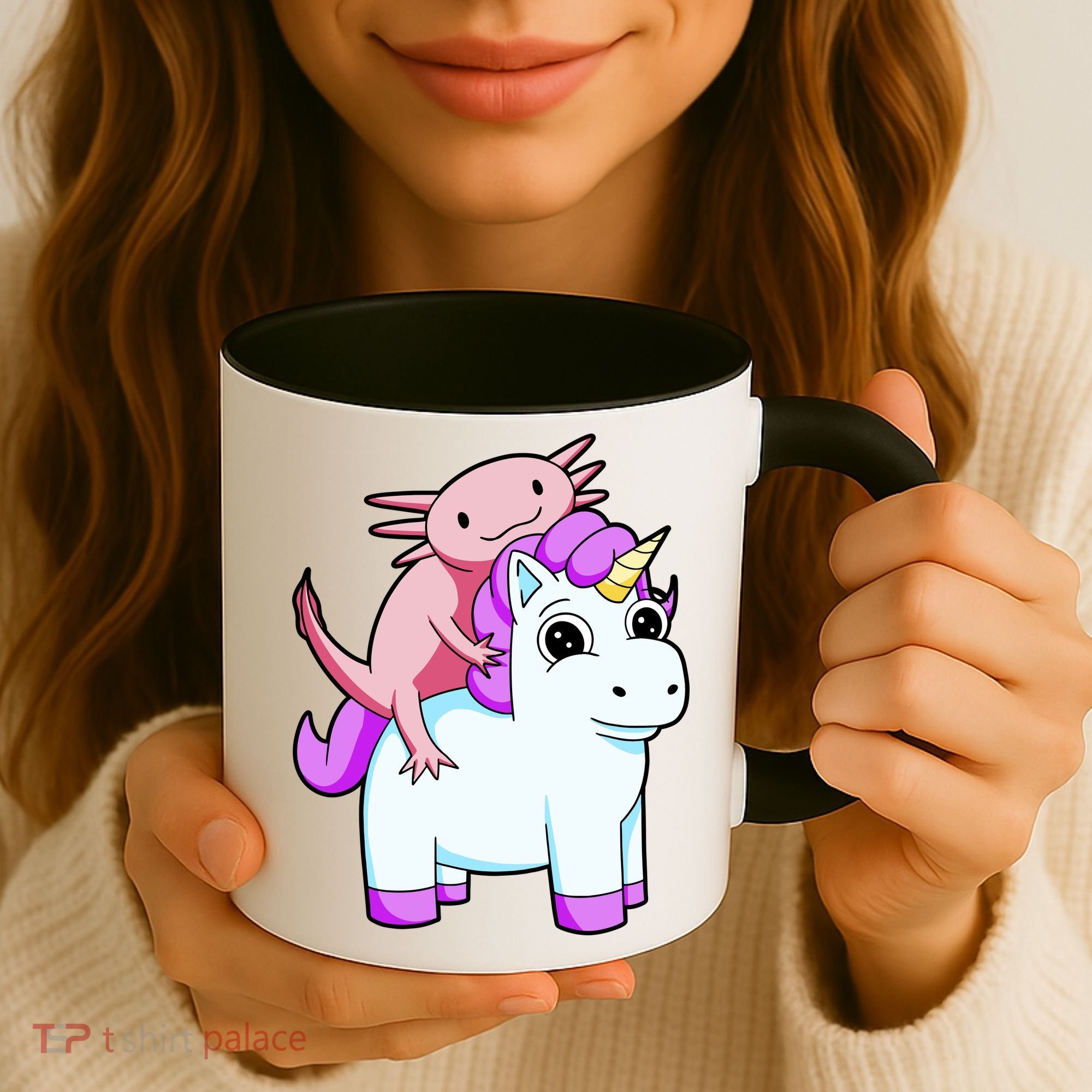 Axolotl Riding A Unicorn Funny Cute Coffee Mug