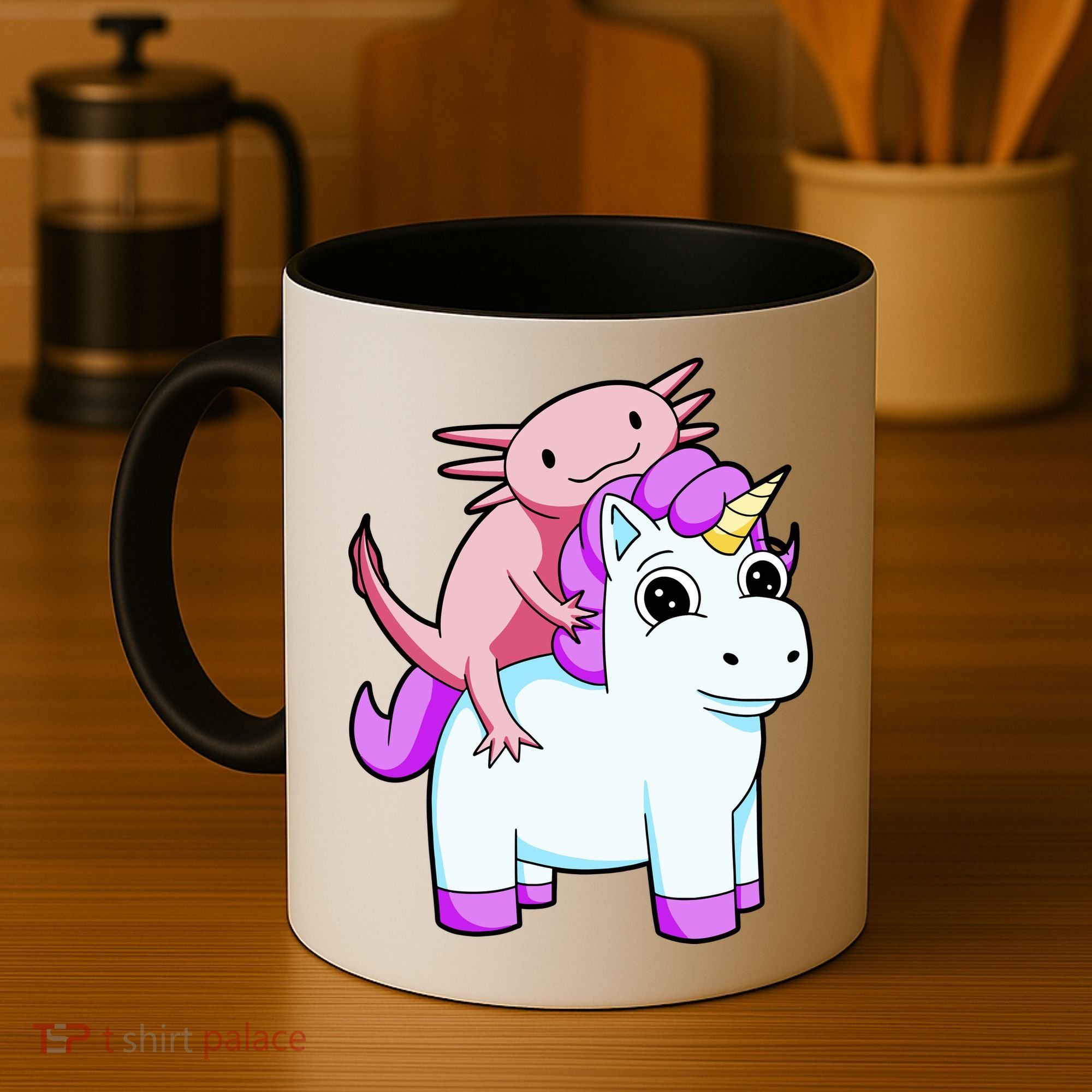 Axolotl Riding A Unicorn Funny Cute Coffee Mug