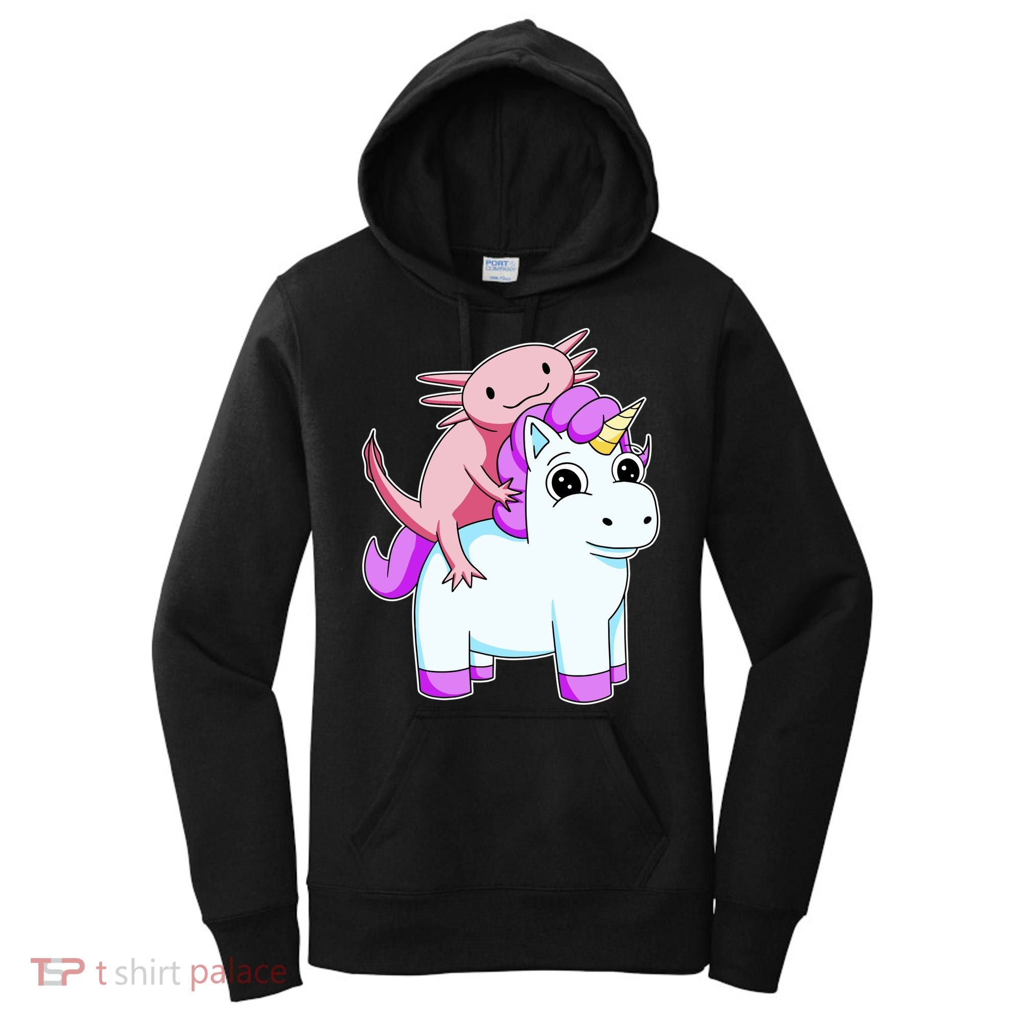 Axolotl Riding A Unicorn Funny Cute Women's Hoodie