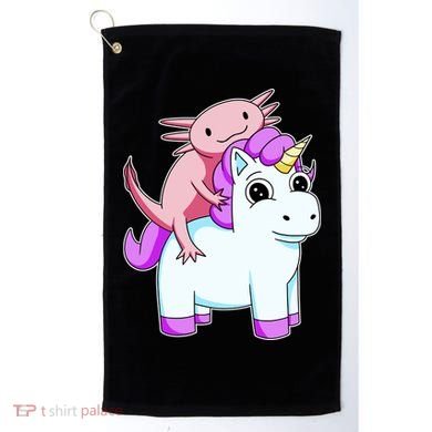 Axolotl Riding A Unicorn Funny Cute Golf Towel