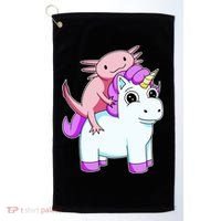 Axolotl Riding A Unicorn Funny Cute Golf Towel thumb 0