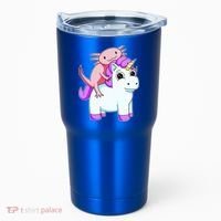 Axolotl Riding A Unicorn Funny Cute Tumbler thumb 0