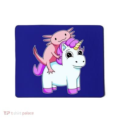 Axolotl Riding A Unicorn Funny Cute Mousepad