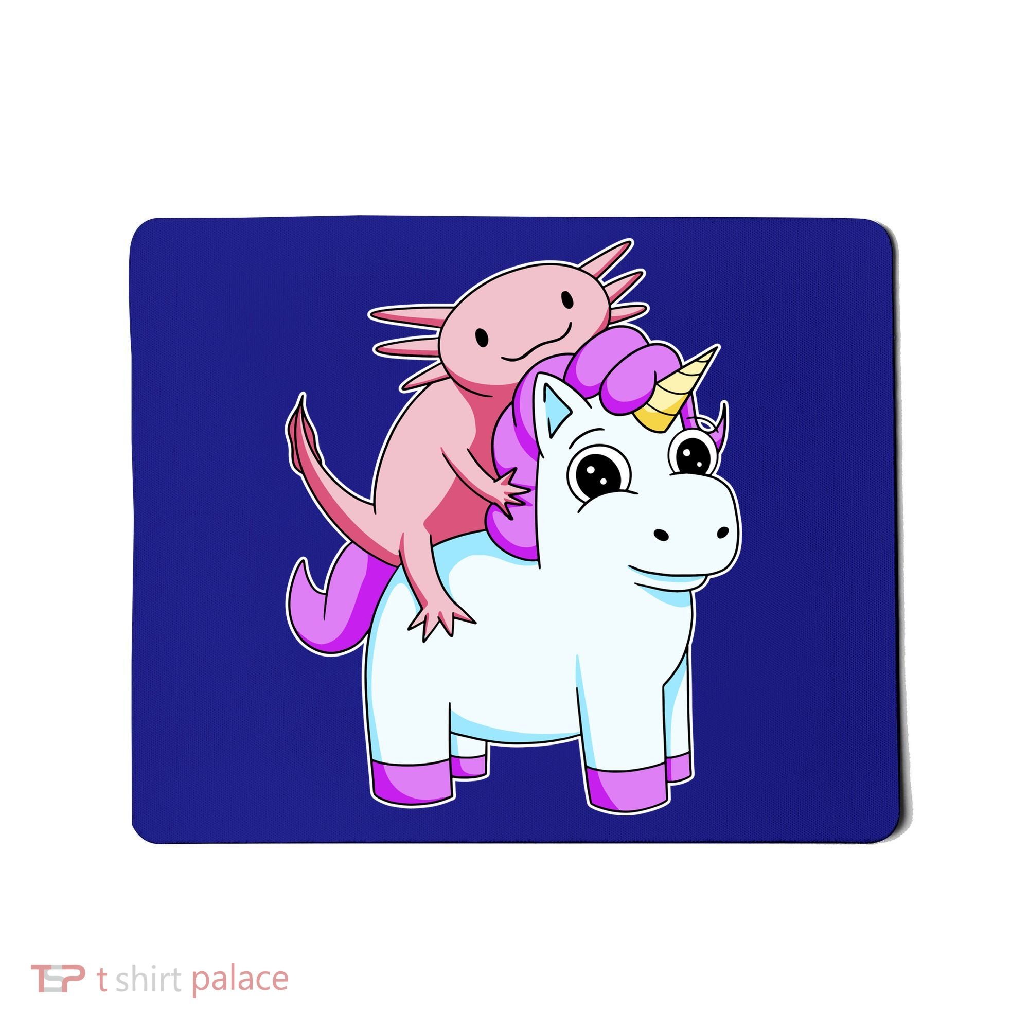 Axolotl Riding A Unicorn Funny Cute Mousepad