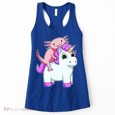 Axolotl Riding A Unicorn Funny Cute Women's Tank Top