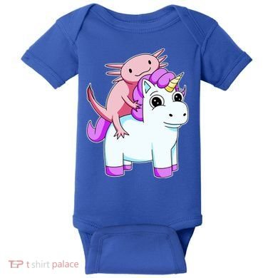 Axolotl Riding A Unicorn Funny Cute Baby Bodysuit